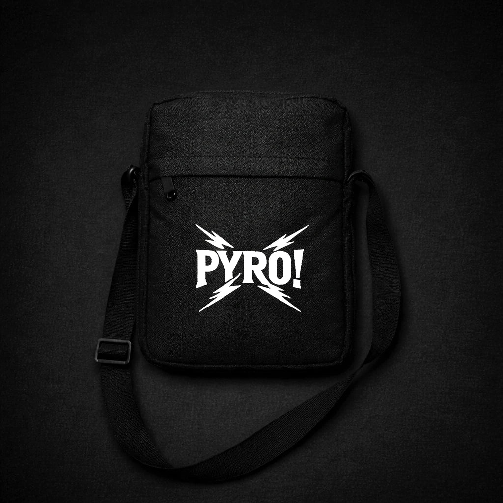Umhängetasche – PYRO! (Logo mit Stick)