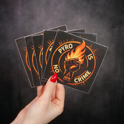 PYRO IS NO CRIME Sticker – Orange Edition