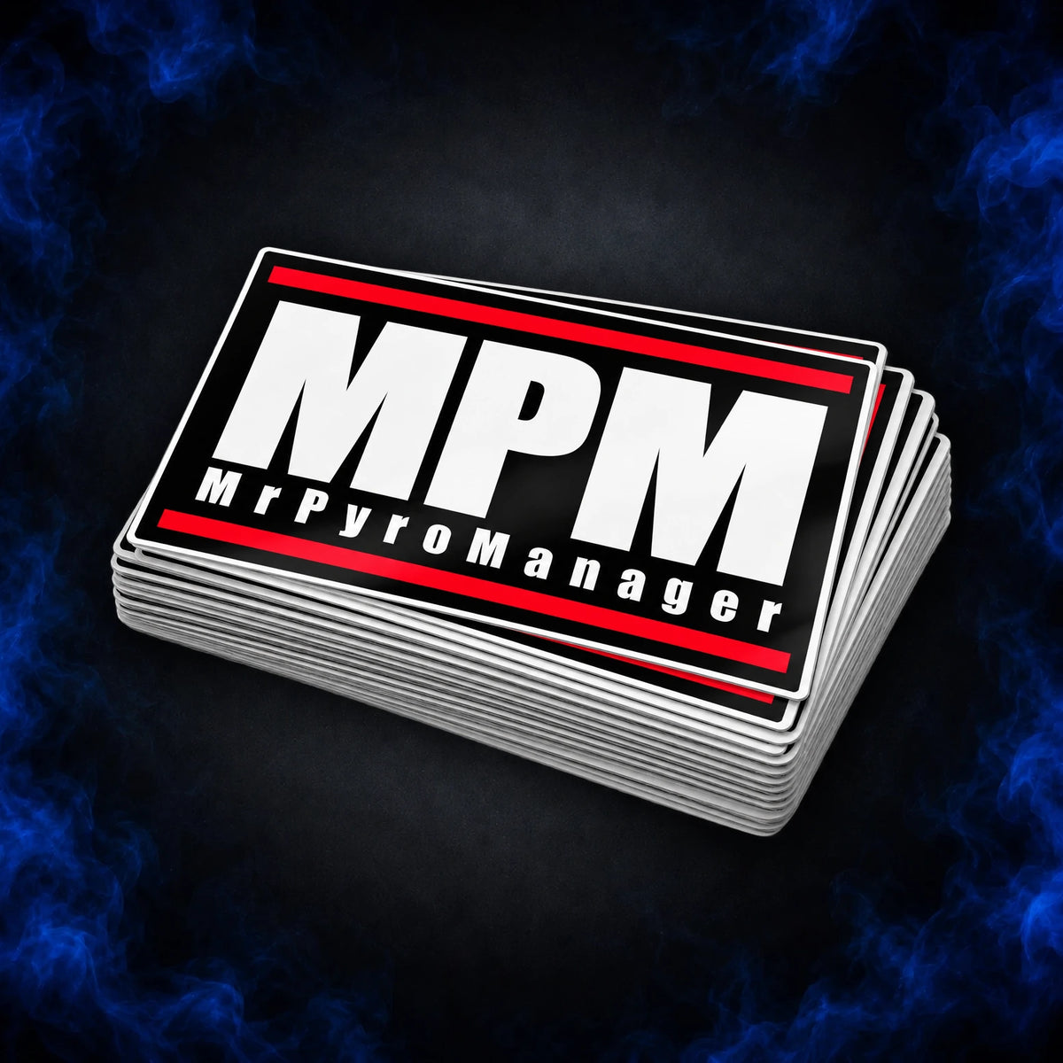 MPM STICKER – MRPYROMANAGER LOGO SCHWARZ ROT WEISS