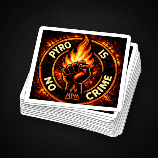 PYRO IS NO CRIME STICKER – Orange Edition (Upgrade)