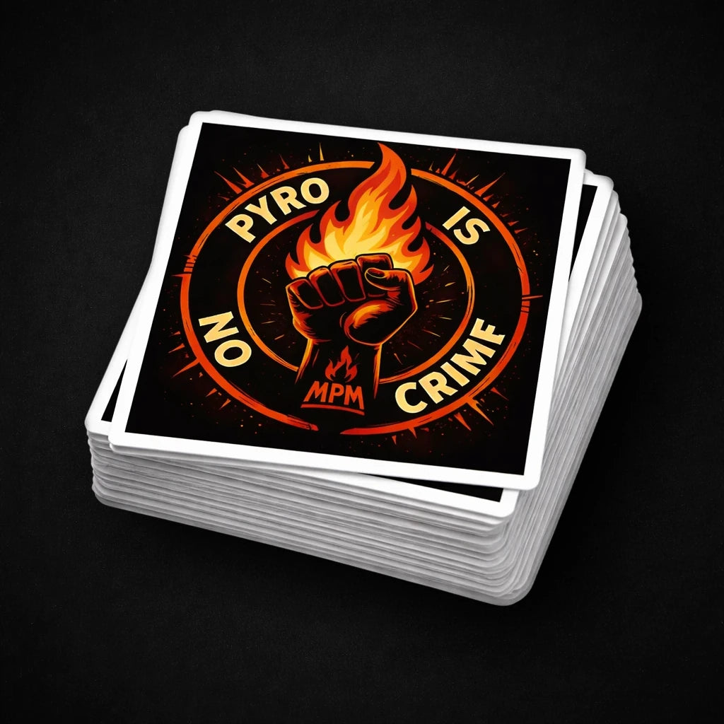 PYRO IS NO CRIME Sticker – Orange Edition 2025