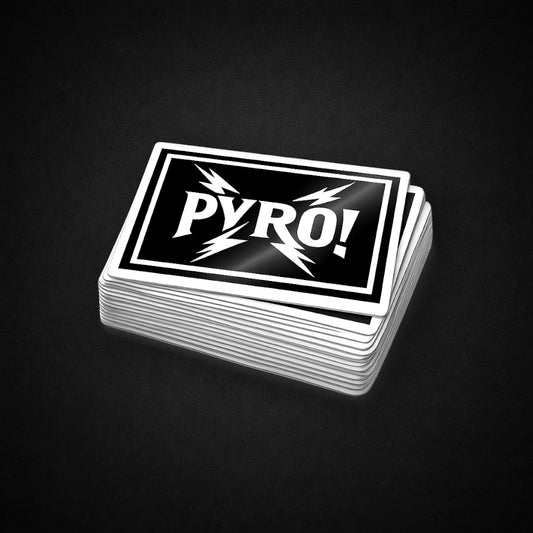 Sticker "PYRO!" – Black & White Edition