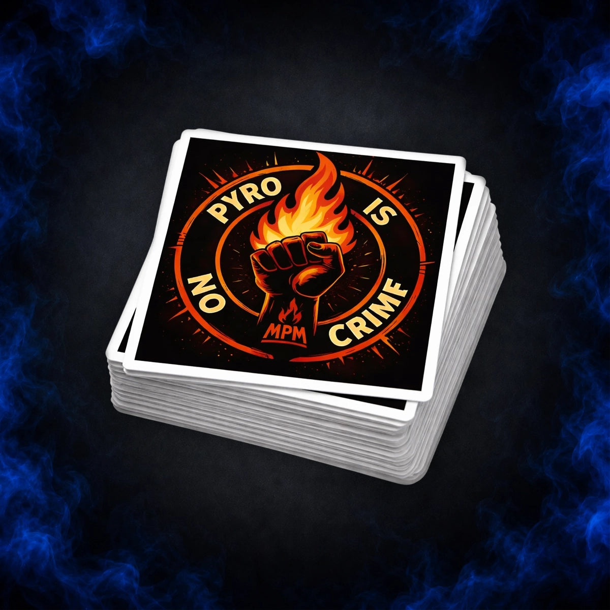 PYRO IS NO CRIME STICKER – ORANGE EDITION